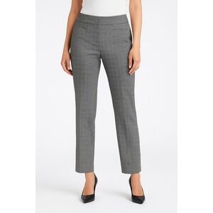 Hilary Radley Gray Plaid Stylish Straight Leg Checkered Pattern Dress Pants Medi